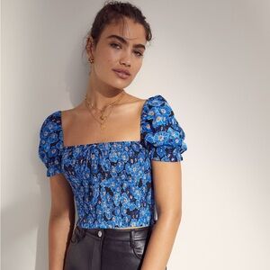 WILFRED | Smocked Floral Blouse Sz M